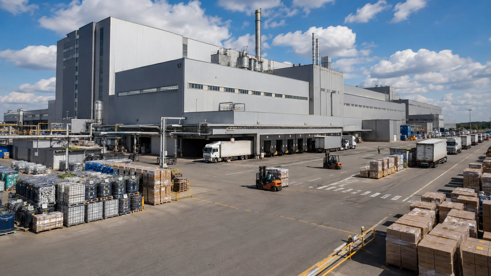 Almacén de materiales y componentes en una planta de manufactura
