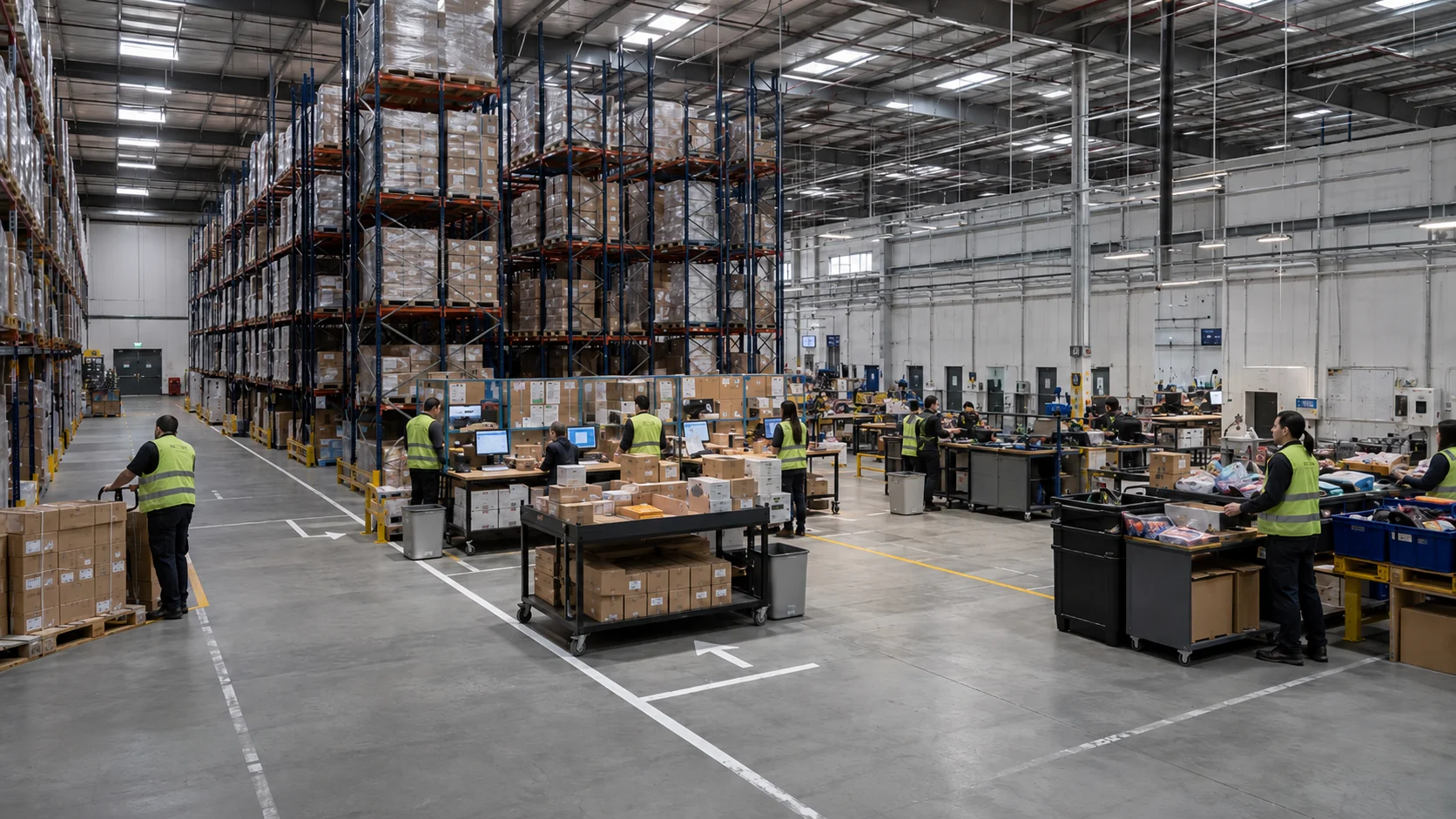 Estanterías de picking en un centro de distribución de retail
